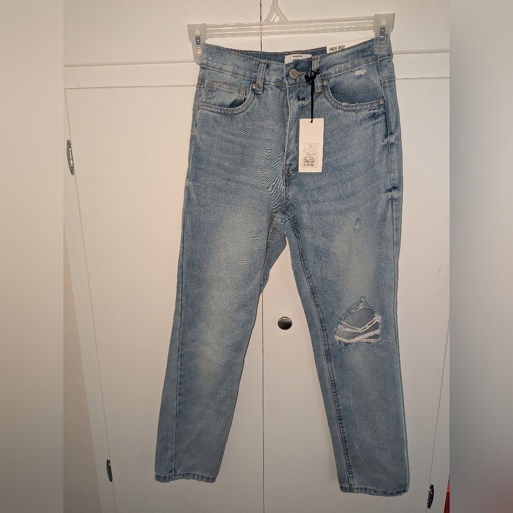 High Rise Light Blue Distressed Jeans